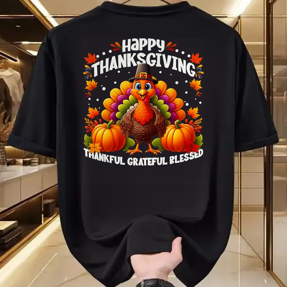 Best Thanksgiving Family Shirt , Funny Thanksgiving UnisexT-Shirt/Hoodie/Sweatshirt HLT00 - Thankful Grateful Blessed Turkey, Happy Thanksgiving T-Shirt, Men, Black, 3X-Large
