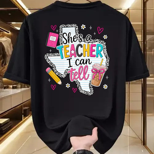 Best Teacher Shirt, Funny Teacher UnisexT-Shirt/Hoodie/Sweatshirt HLT00 - She's A Teacher I Can Tell Western Classroom Art T-Shirt