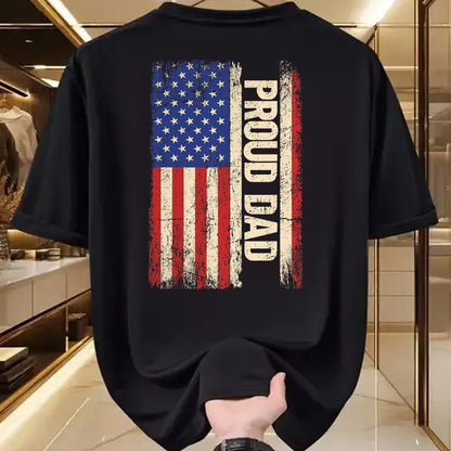 Gift for Dad Shirt, Funny Dad Unisex T-Shirt/Hoodie/Sweatshirt HLT00 – Proud Dad US American Flag Shirt for Fathers Day 2024 Men T-Shirt