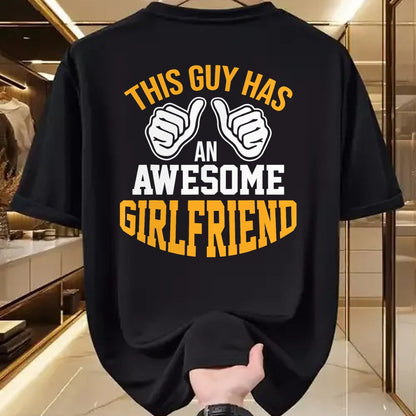 Best Wife Shirt, Wife and Husband Unisex T-Shirt/Hoodie/Sweatshirt HLT00 - This Guy Has An Awesome Girlfriend Partner Pair Forgiven T-Shirt