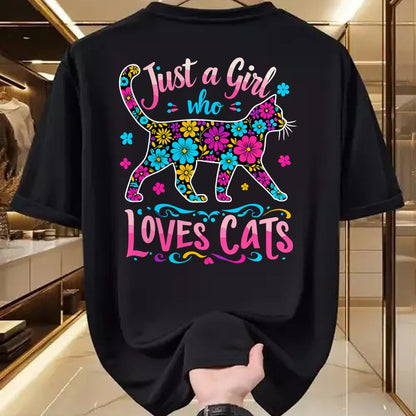 Cat Love Shirt, Funny Cat Lover Gift UnisexT-Shirt/Hoodie/Sweatshirt HLT00 - Cat Cute Just A Girl Who Loves Cats T-Shirt (1)