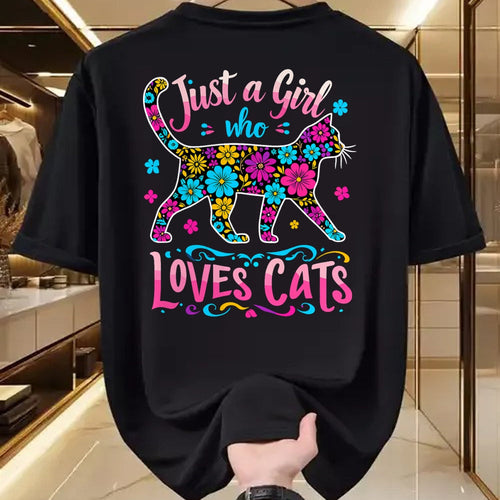 Cat Love Shirt, Funny Cat Lover Gift UnisexT-Shirt/Hoodie/Sweatshirt HLT00 - Cat Cute Just A Girl Who Loves Cats T-Shirt (1)