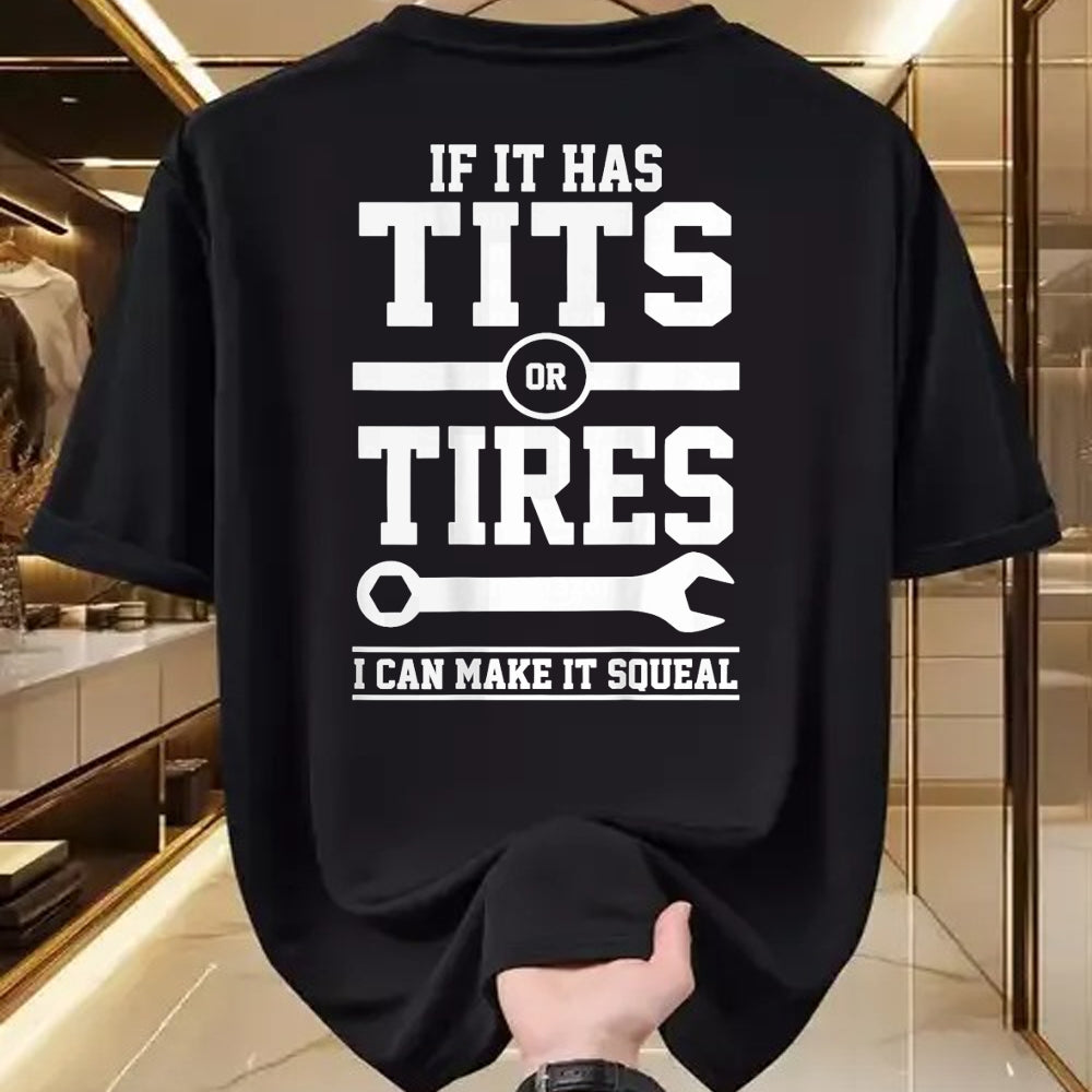 Best Mechanic Life Shirt, Funny Mechanic UnisexT-Shirt/Hoodie/Sweatshirt HLT00 - If It Has Tits Or Tires I Can Make It Squeal Mechanic (Back) T-Shirt (1)