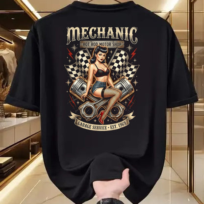 Best Mechanic Life Shirt, Funny Mechanic UnisexT-Shirt/Hoodie/Sweatshirt HLT00 - Vintage Mechanic Hot Rod Garage Pin Up Design T-Shirt
