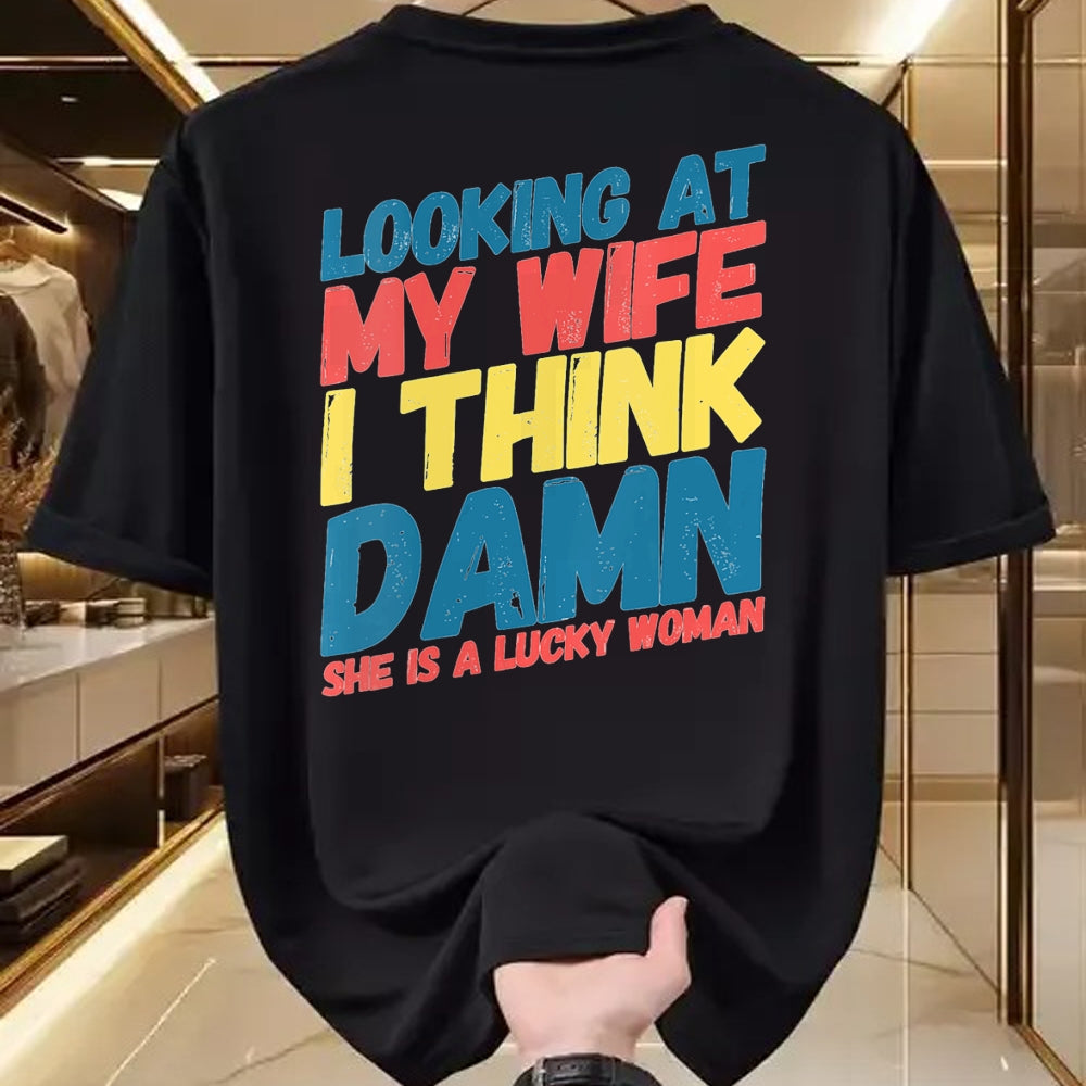 Best Wife Shirt, Wife and Husband Unisex T-Shirt/Hoodie/Sweatshirt HLT00 - Gift for wife T shirt, lucky wife   Womens My Lucky Wife Best Crazy Husband Funny Married Couple V-N