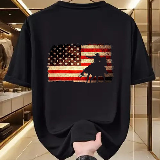 Best Horse Lover Shirt , Funny Horse UnisexT-Shirt/Hoodie/Sweatshirt HLT00 - Rodeo Cowboy Western Country Horse USA Flag 4th of July T-Shirt, Men, Black, 4X-Large