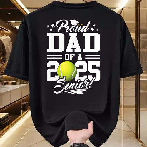 Gift for Dad Shirt, Funny Dad Unisex T-Shirt/Hoodie/Sweatshirt HLT00 – Proud Dad Of A 2025 Senior Tennis Ball Graduation T-Shirt