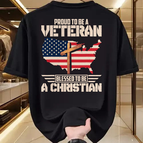 Proud Veteran Shirt, Funny Veteran UnisexT-Shirt/Hoodie/Sweatshirt HLT00 - Proud To Be A Veteran Blessed To Be A Christian T-Shirt