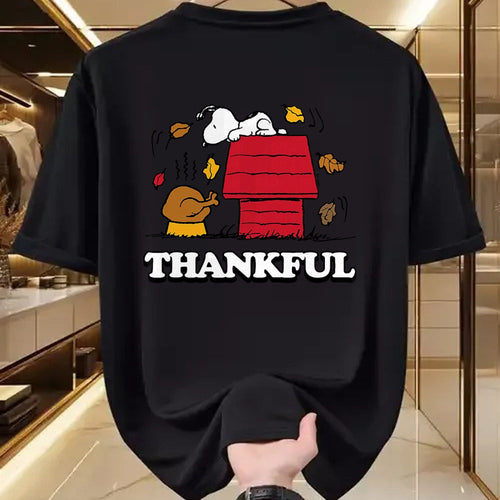 Best Thanksgiving Family Shirt , Funny Thanksgiving UnisexT-Shirt/Hoodie/Sweatshirt HLT00 - Peanuts - Snoopy Thankful Turkey with Fall Leaves T-Shirt