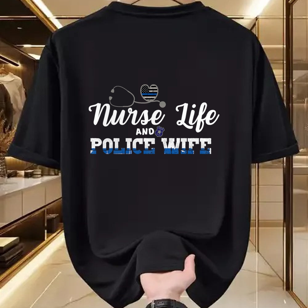Funny Nurse Shirt, Nurse Unisex T-Shirt/Hoodie/Sweatshirt HLT00 - Nurse RN Life Police Wife Blue Line Support Sheriff Gift T-Shirt