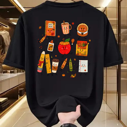 Best Teacher Shirt, Funny Teacher UnisexT-Shirt/Hoodie/Sweatshirt HLT00 - Teacher Doodle Characters Thanksgiving Cute School Supplies T-Shirt