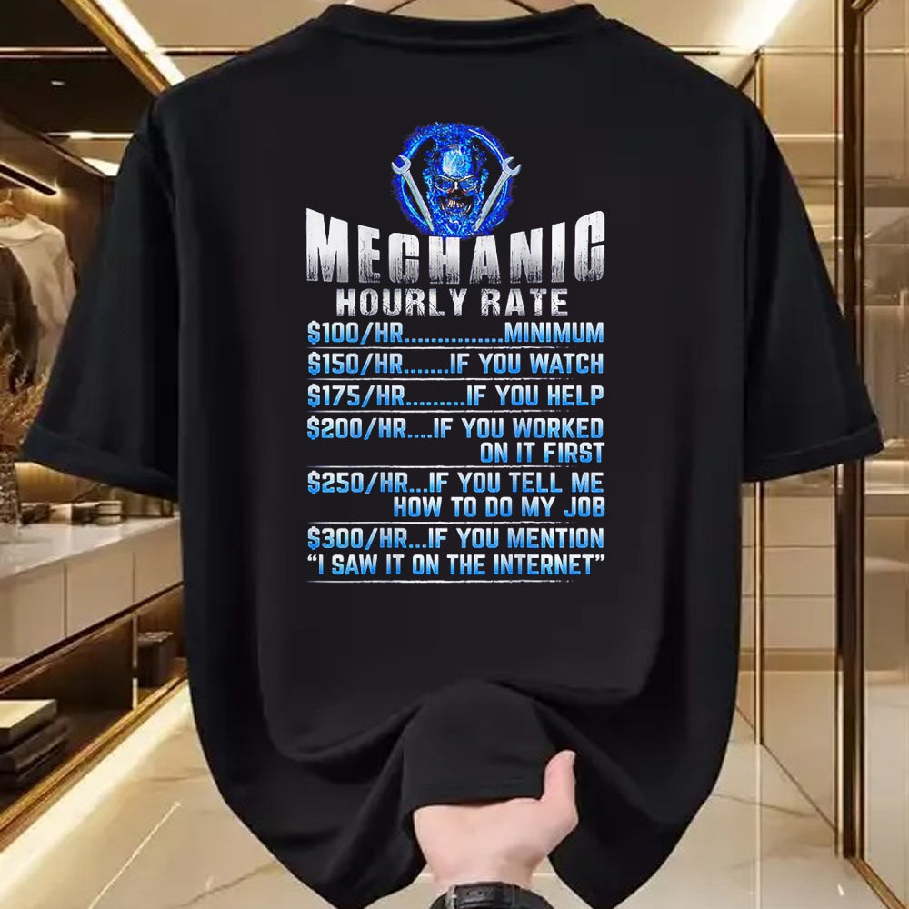 Best Mechanic Life Shirt, Funny Mechanic UnisexT-Shirt/Hoodie/Sweatshirt HLT00 - Mechanic Hourly Rate Skull (on Back) T-Shirt