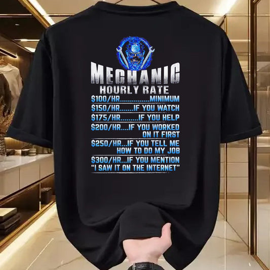 Best Mechanic Life Shirt, Funny Mechanic UnisexT-Shirt/Hoodie/Sweatshirt HLT00 - Mechanic Hourly Rate Skull (on Back) T-Shirt