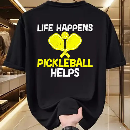Funny Pickleball Shirt, Pickleball Lover Unisex T-Shirt/Hoodie/Sweatshirt HLT00 - Womens Life Happens Pickleball helps Pickleball V-Neck T-Shirt