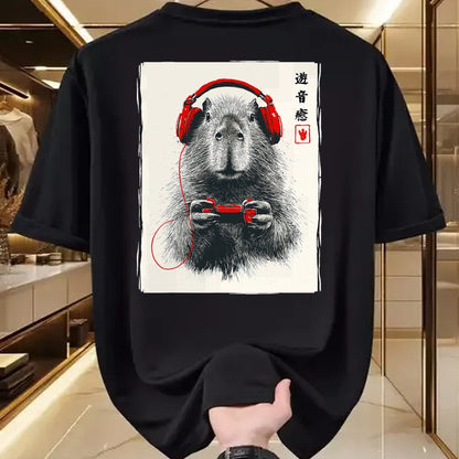 Cute Capybara Shirt, Funny Capybara Unisex T-Shirt/Hoodie/Sweatshirt HLT00 - Japanese Capybara Gamer Video Games Graphic Funny Capybara T-Shirt