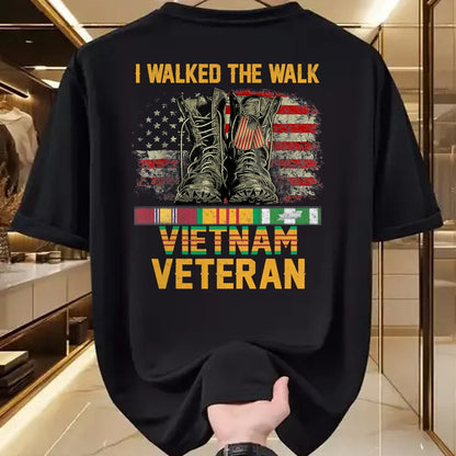 Proud Veteran Shirt, Funny Veteran UnisexT-Shirt/Hoodie/Sweatshirt HLT00 - I Walked The Walk Vietnam Veteran Flag American US Vet T-Shirt
