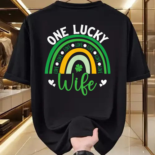 Best Wife Shirt, Wife and Husband Unisex T-Shirt/Hoodie/Sweatshirt HLT00 - Gift for wife T shirt, lucky wife   One Lucky Wife Boho Rainbow Irish Saint Patrick's Day T-Shirt