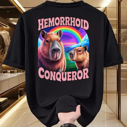 Cute Capybara Shirt, Funny Capybara Unisex T-Shirt/Hoodie/Sweatshirt HLT00 - Hemorrhoids Conqueror Capybara Jokes Funny Hemorrhoid T-Shirt