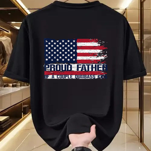 Gift for Dad Shirt, Funny Dad Unisex T-Shirt/Hoodie/Sweatshirt HLT00 – Proud Father of A Couple Dumbass Kids Father_s Day Americans T-Shirt