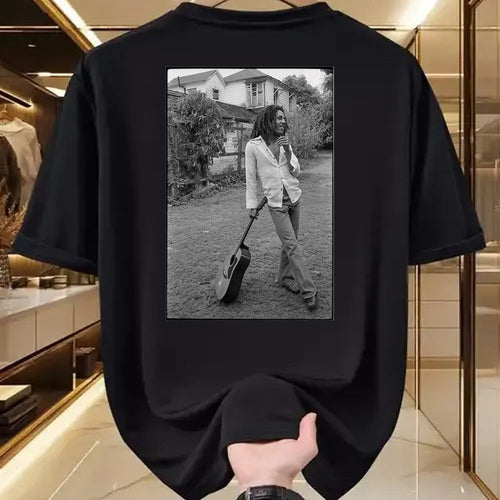 Guitar Lover Shirt, Funny Guitar UnisexT-Shirt/Hoodie/Sweatshirt HLT00 - Bob Marley x David Burnett Black & White Guitar Photo T-Shirt