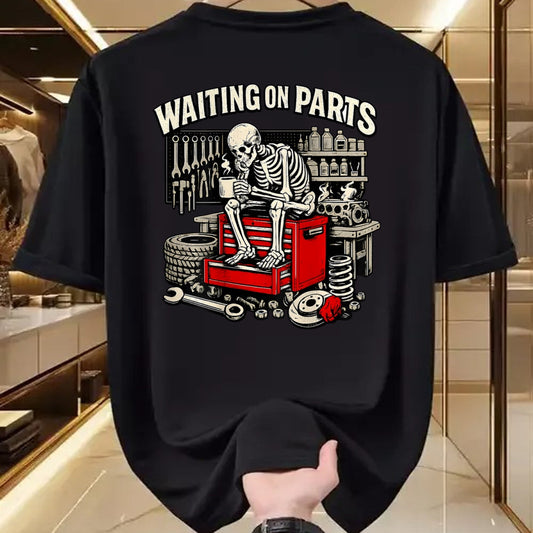 Best Mechanic Life Shirt, Funny Mechanic UnisexT-Shirt/Hoodie/Sweatshirt HLT00 - (2 Sided) Waiting On Parts Mechanic Skeleton Auto Repair T-Shirt