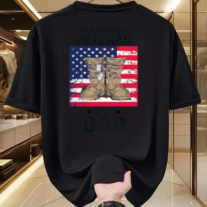 Gift for Dad Shirt, Funny Dad Unisex T-Shirt/Hoodie/Sweatshirt HLT00 – Dad Veteran My Favorite Veteran Is My Father Proud Son Kids T-Shirt