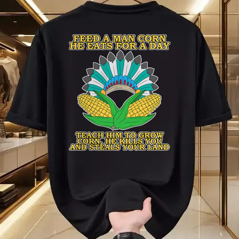 Native American T-Shirts, Vintage Native American Unisex T-Shirt/Hoodie/Sweatshirt HLT00 - Corn Thanksgiving Dark History Native American