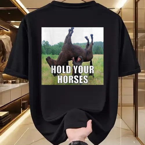 Best Horse Lover Shirt , Funny Horse UnisexT-Shirt/Hoodie/Sweatshirt HLT00 - Hold Your Horses Funny Meme T-Shirt, Youth, Black, Large