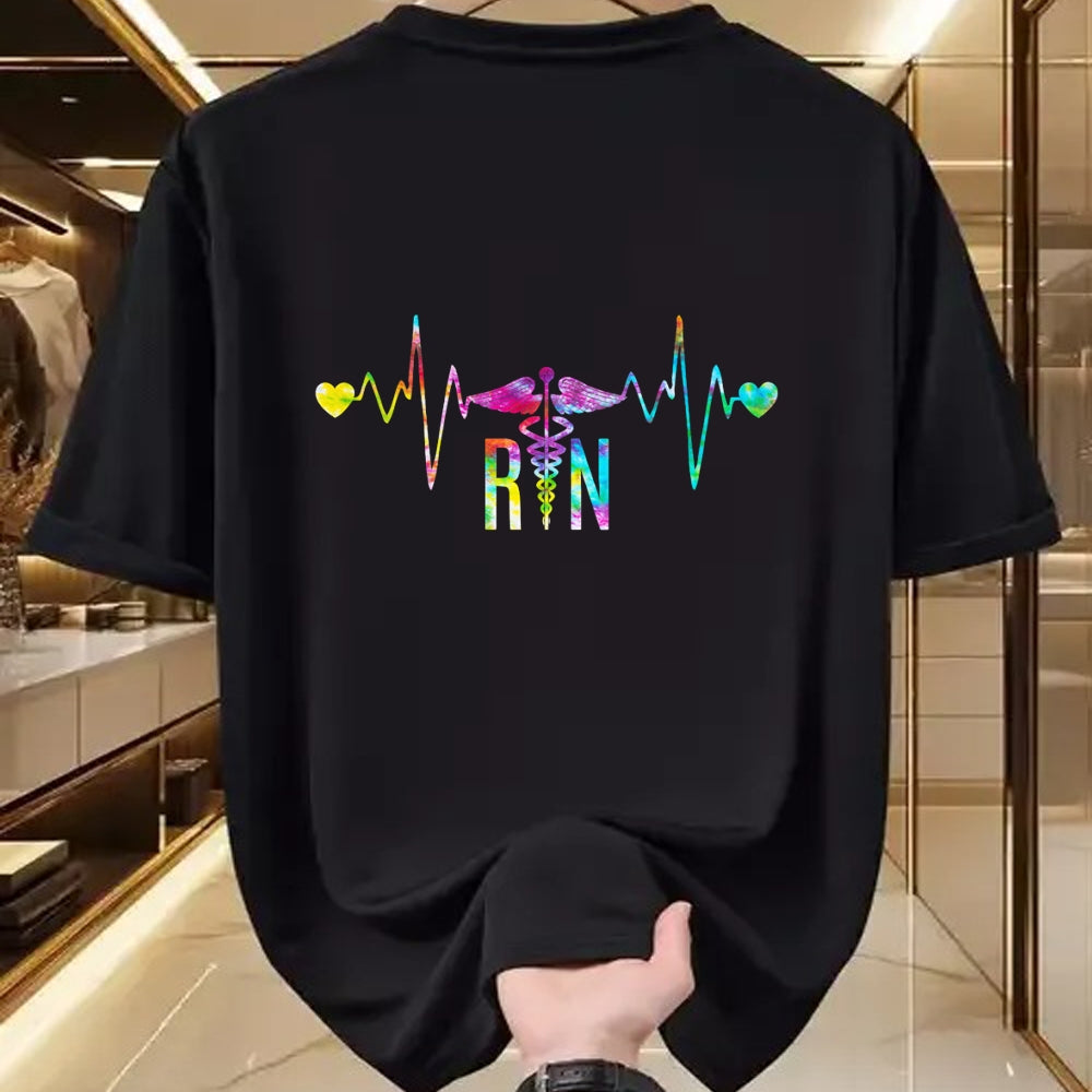 Funny Nurse Shirt, Nurse Unisex T-Shirt/Hoodie/Sweatshirt HLT00 - Womens Lovely RN Registered Nurse Tie Dye - Nurse Tshirts for Women V-Neck T-Shirt