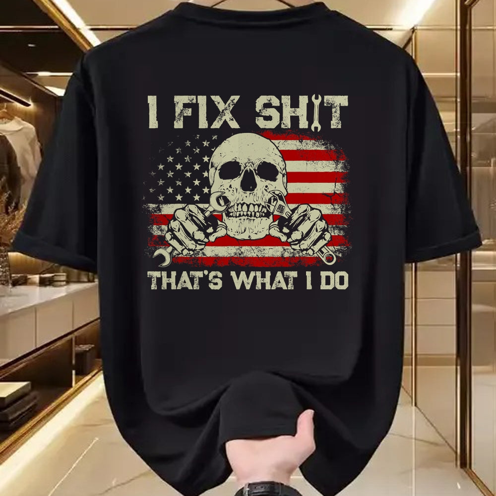 Best Mechanic Life Shirt, Funny Mechanic UnisexT-Shirt/Hoodie/Sweatshirt HLT00 - I Fix Shit That's What I Do Vintage Mechanic American Flag T-Shirt