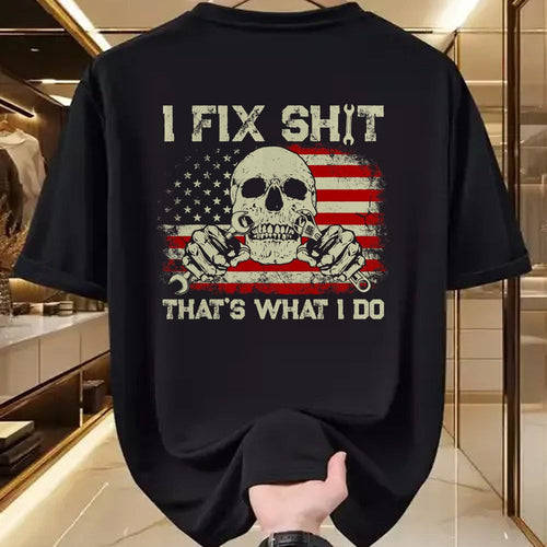 Best Mechanic Life Shirt, Funny Mechanic UnisexT-Shirt/Hoodie/Sweatshirt HLT00 - I Fix Shit That's What I Do Vintage Mechanic American Flag T-Shirt