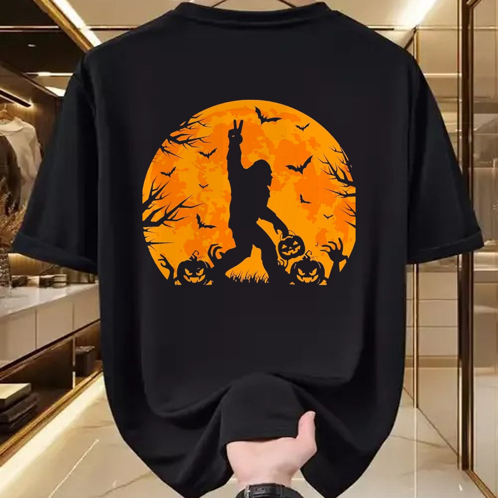 Best Thanksgiving Family Shirt , Funny Thanksgiving UnisexT-Shirt/Hoodie/Sweatshirt HLT00 - Spooky Halloween Bigfoot Pumpkin Funny Halloween Sasquatch T-Shirt, Men, Black, XX-Large