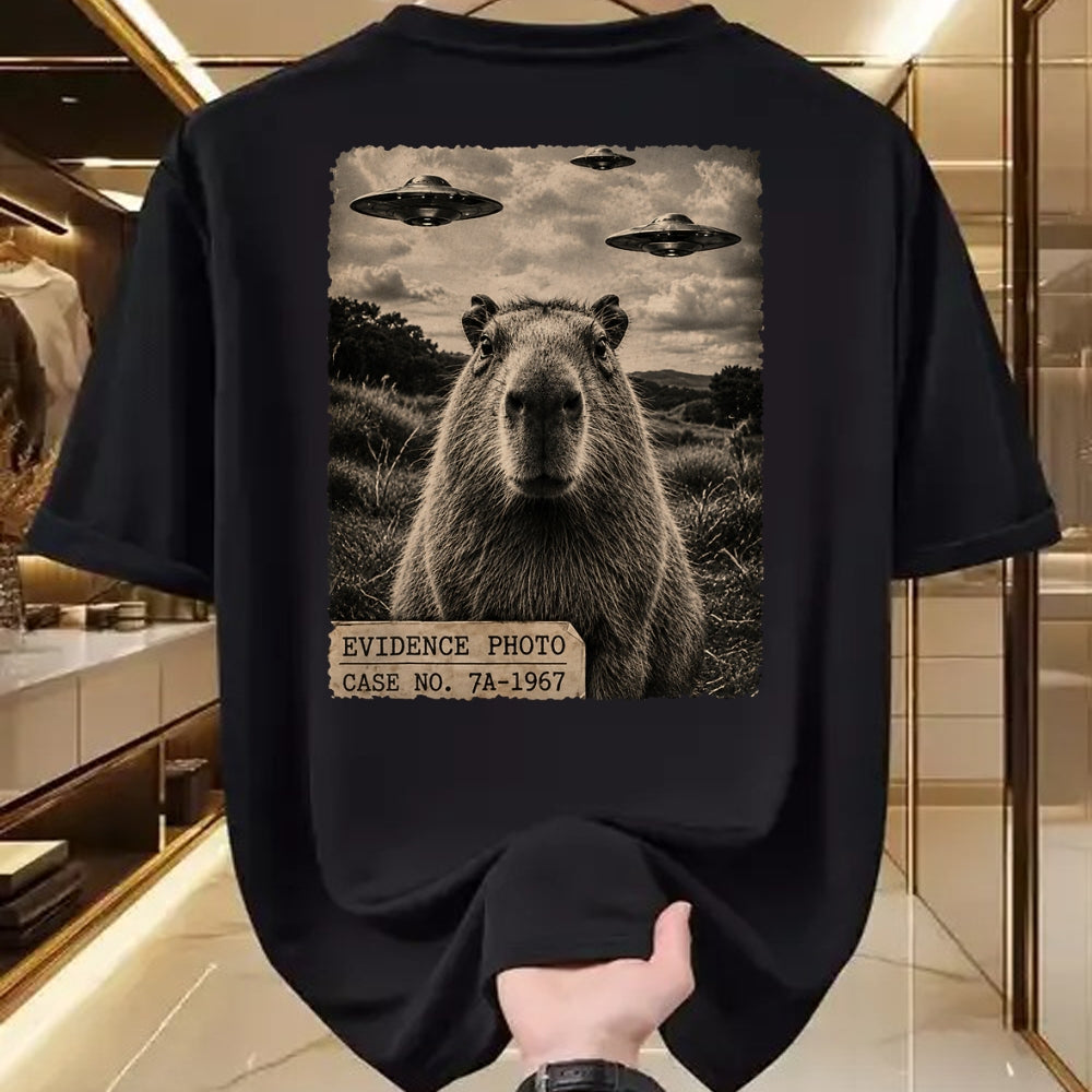 Cute Capybara Shirt, Funny Capybara Unisex T-Shirt/Hoodie/Sweatshirt HLT00 - Funny Capybara Graphic Tee Alien UFO Evidence Photo Vintage T-Shirt