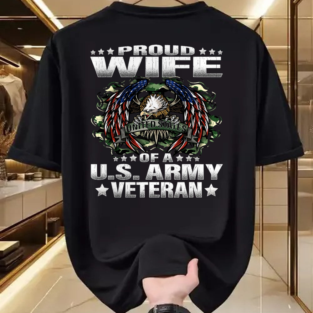 Best Wife Shirt, Wife and Husband Unisex T-Shirt/Hoodie/Sweatshirt HLT00 - Gift for wife T shirt, lucky wife   Proud Wife Of A US Army Veteran Military Vet's Spouse T-Shirt