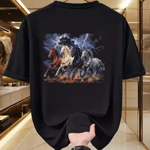 Best Horse Lover Shirt , Funny Horse UnisexT-Shirt/Hoodie/Sweatshirt HLT00 - Running Horses Vintage 90s Lightning Storm Western Cowboy T-Shirt