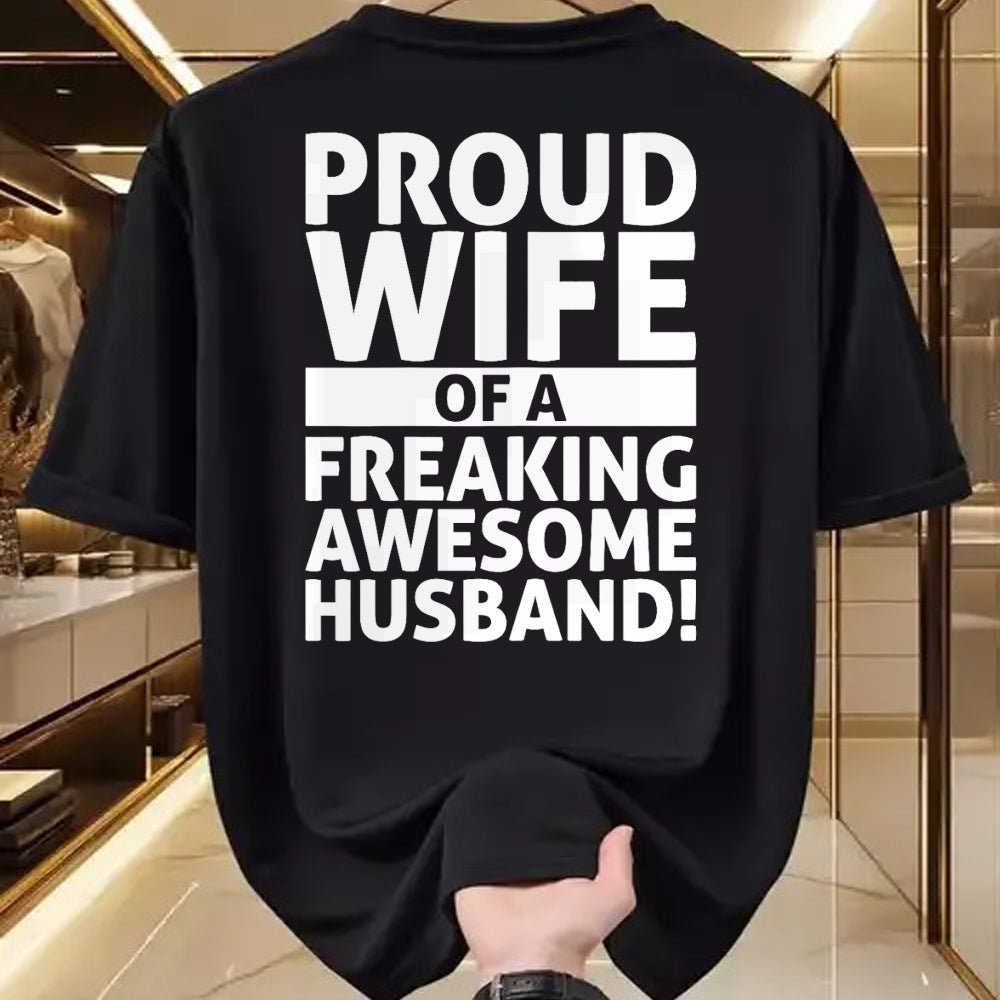 Best Wife Shirt, Wife and Husband Unisex T-Shirt/Hoodie/Sweatshirt HLT00 - Valentines Day - Proud Wife Of A Freaking Awesome Husband T-Shirt (1)