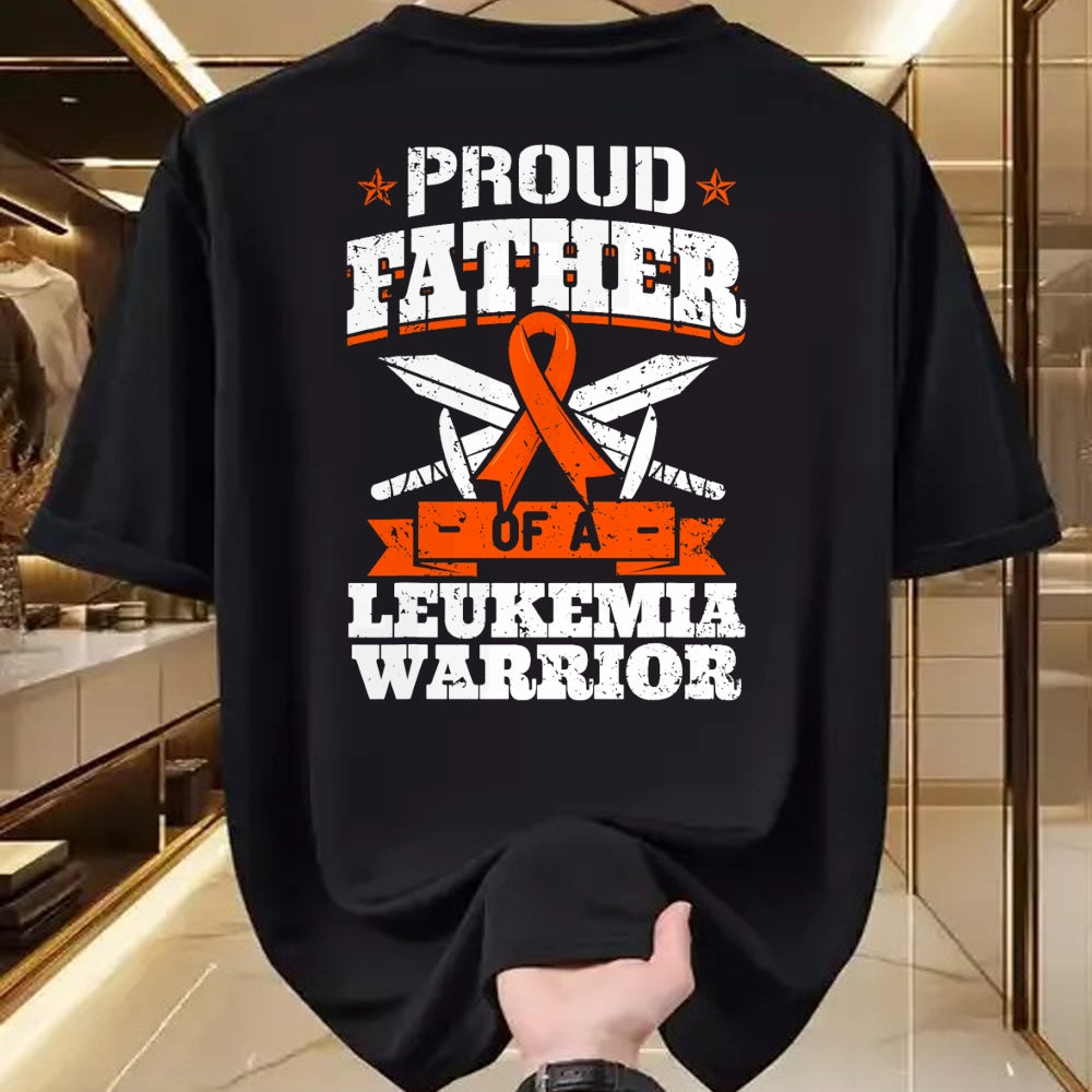 Gift for Dad Shirt, Funny Dad Unisex T-Shirt/Hoodie/Sweatshirt HLT00 – Proud Father Of A Leukemia Warrior Dad Awareness Ribbon T-Shirt