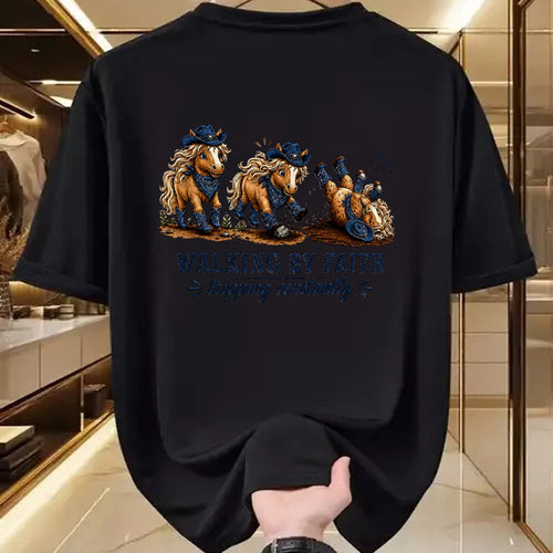 Best Horse Lover Shirt , Funny Horse UnisexT-Shirt/Hoodie/Sweatshirt HLT00 - Walking By Faith Tripping Constantly Western Horse Christian T-Shirt