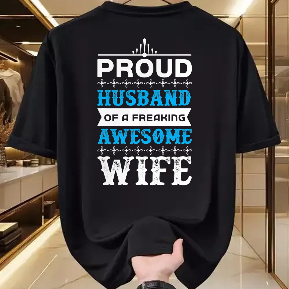 Best Wife Shirt, Wife and Husband Unisex T-Shirt/Hoodie/Sweatshirt HLT00 - Mens Proud Husband of a freaking awesome wife T-Shirt