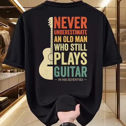 Guitar Lover Shirt, Funny Guitar UnisexT-Shirt/Hoodie/Sweatshirt HLT00 - Never Underestimate an Old Man in His 70s Plays Guitar T-Shirt