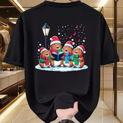 Cute Capybara Shirt, Funny Capybara Unisex T-Shirt/Hoodie/Sweatshirt HLT00 - Festive Winter Capybara Christmas T-Shirt