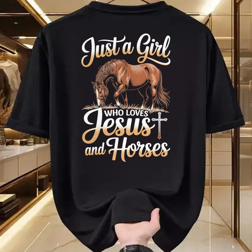 Best Horse Lover Shirt , Funny Horse UnisexT-Shirt/Hoodie/Sweatshirt HLT00 - Just a girl who loves horses and jesus T-Shirt