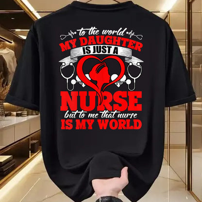 Funny Nurse Shirt, Nurse Unisex T-Shirt/Hoodie/Sweatshirt HLT00 - Womens My Daughter Is A Nurse, Proud To Be A Nurse's Mom V-Neck T-Shirt