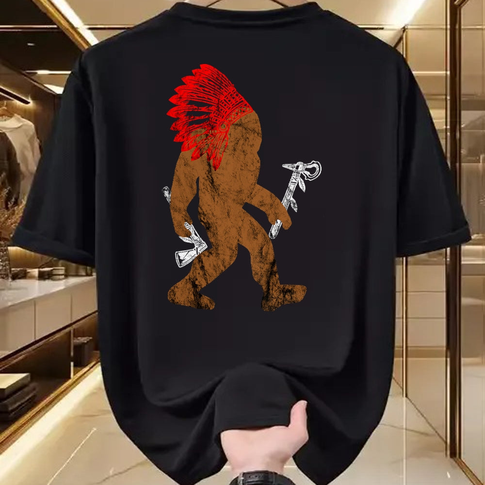 Native American T-Shirts, Vintage Native American Unisex T-Shirt/Hoodie/Sweatshirt HLT00 - Indian Bigfoot Chief Sasquatch Western Carnival Costume
