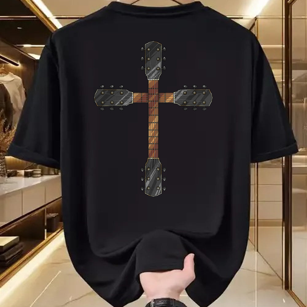 Guitar Lover Shirt, Funny Guitar UnisexT-Shirt/Hoodie/Sweatshirt HLT00 - Cute Faith Christian Guitar Cross T-Shirt  Funny Musician Gift for Unisex-Adults, Black, Short Slee