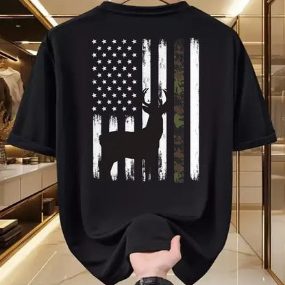 Funny Hunting Shirt, Gift For Hunting Lover Unisex T-Shirt/Hoodie/Sweatshirt HLT00 - Whitetail Deer Hunting Hunter Buck Camo American Flag USA T-Shirt