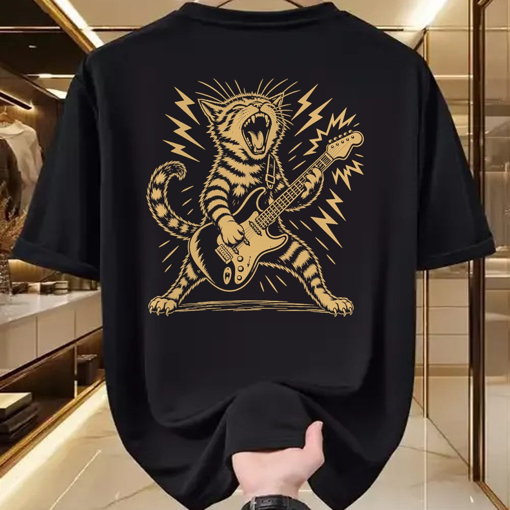 Guitar Lover Shirt, Funny Guitar UnisexT-Shirt/Hoodie/Sweatshirt HLT00 - Cat Playing Guitar Rock and Roll Music Men Women Kids T-Shirt