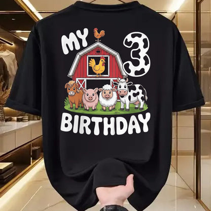 Best Farmer Life Shirt, Funny Farmer UnisexT-Shirt/Hoodie/Sweatshirt HLT00 - Kids Three 3yr 3rd Birthday Farm Animals 3 Year Old Boys Girls T-Shirt