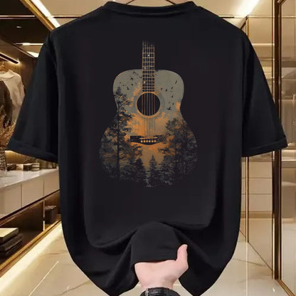 Guitar Lover Shirt, Funny Guitar UnisexT-Shirt/Hoodie/Sweatshirt HLT00 - Acoustic Guitar Outdoors Distressed Nature T-Shirt