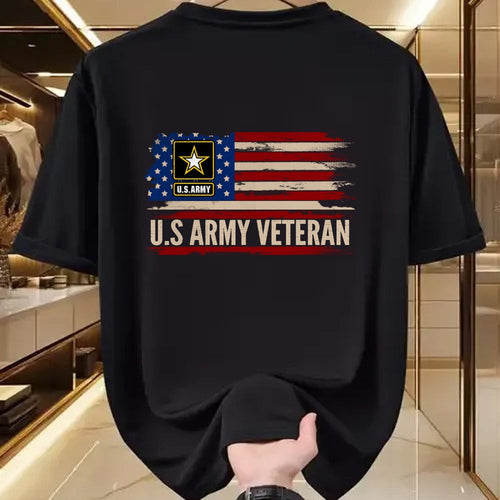 Proud Veteran Shirt, Funny Veteran UnisexT-Shirt/Hoodie/Sweatshirt HLT00 - Vintage U.S Army Veteran with American Flag Veteran Gift Long Sleeve T-Shirt